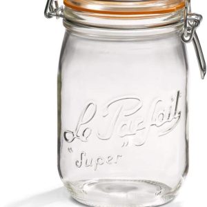 Le Parfait 3219002 Airtight Jar, 1 L, Clear, Pack of 6