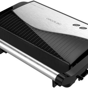 Cecotec Rock’nGrill 750 Full Open Electric Grill, 750 W, Sandwich Griddle, RockStone Coating, 180° Opening, 23 x 14.5 Surface, Locking Clamp and Wire Catcher