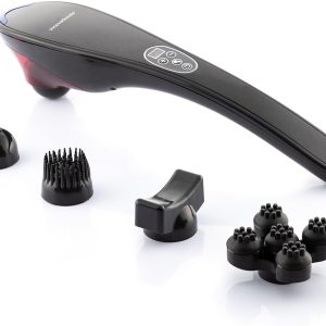 InnovaGoods® MASFIN Rechargeable Handheld Massager Deep Relaxing Massage Body with 3 Interchangeable Heads Ideal for Home and Work