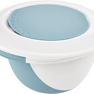 keeeper 4-in-1 Kitchen Bowl Set with Splash Proof Lid and Dough Scraper, Non-Slip, Stretcher, Diameter 27 x 15 cm + Diameter 18 x 14 cm, 1.5 + 3.5 L, Nordic Blue