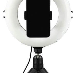 Hama Tripod for Smartphones, Ring Light for Smartphones with 3 Temperatures 3000/4500/6000K; Up to 10 Levels of Light Intensity, Ring Light LED Spotlight Smart 80, Black