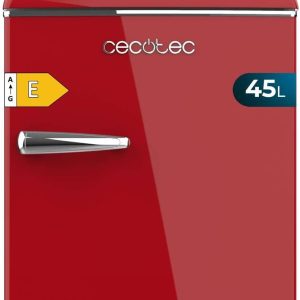 Cecotec Mini Fridge Retro Table Top 45L Bolero CoolMarket TT Origin 45 Red 55 cm High and 44.7 cm Wide, Energy Class E, Icebox and Handle Chrome, Red
