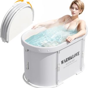 Portable Folding Bathtub, Soaking Tub for Hot Shower and Ice Bath, Sauna Tub for Adults (37″L x 21.7″W x 22″H)