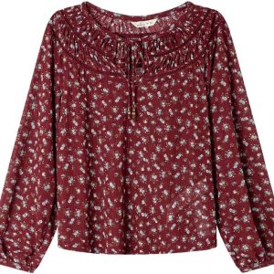 SPRINGFIELD Printed Long Sleeve Blouse with Ladder Laces Long Sleeve Blouse for Women