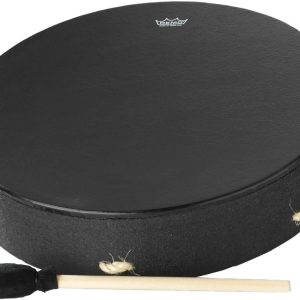Remo World Percussion – Buffalo Drum – 16″ x 3.5″ – Acousticon Frame, Bahia Bass Patch, String Cross, Fixed Tune, Includes Mallet, Black – E1-1316-BE