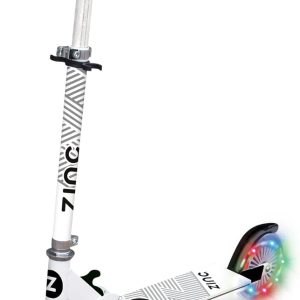 Zinc Two Wheeled Kids Scooter for Ages 3+ – Folding 2-Wheel Kick Scooter with Light Up Wheels, Lightweight, Height Adjustable, Anti-Slip Footplate, Rear Footbrake