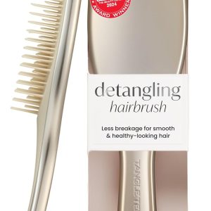 Tangle Teezer Ultimate Detangler Hairbrush – Detangler Brush for Wet and Dry Hair – Suitable for All Hair Types – Double Height Tines for Less Breakage and No Knots – Champagne Gold Chrome