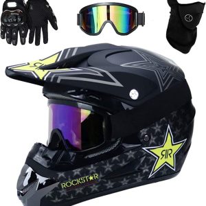 Adult Mountain Bike Helmet, Downhill Helmet for Young Adults Gifts Glasses Mask Gloves BMX MTB ATV Bicycle Racing Integral Full Face Helmet