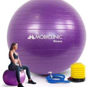 Mobiclinic, Pilates Ball, 58 cm, Including Inflator, Anti-slip, Anti-puncture, Washable, Pilates Ball, for Fitness, Sport, Pilates Ball for Pregnant, PY-01, Training, Purple