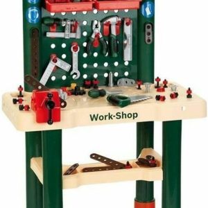 Theo Klein 8461, Workshop with 82 pieces, with work surface, with pliers, file, hammer, measures 67.5 cm x 38.5 cm x 102 cm, Toy for children from 3 years