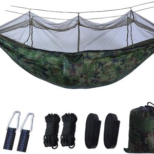 Camping Hammock with Mosquito Net, Lightweight Portable Hammock, Easy Set Up Hammock, Travel Friendly Hammock, Breathable Camping Hammock, Heavy Duty Hammock Bed, Outdoor Hammock Equipment,