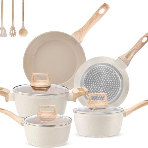 Nonstick Pots and Pans Set, 11 Piece Ceramic Cookware Set, Non-Toxic, Nonstick Induction Cookware Set, Nonstick Cookware Set with Handle That Is