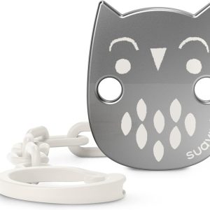 Suavinex, Pacifier Clip, Pacifier, Dummy Chain with Jewel Clip, Metallic Effect. +0 Months, Bonhomia Beige