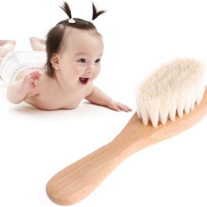 Natural Wooden Brush for Boys Girls Soft Wool Head Comb Head Massager Portable Comb for Kids
