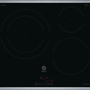 Balay 3EB865XR Induction Hob, Stainless Steel Frame, 3 Cooking Zones, 28 cm Stainless Steel Frame, Touch Control, Black