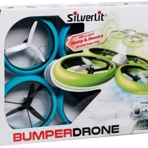 FLYBOTIC by Silverlit – Bumper Drone Anti-Shock 40 cm – Random Model Blue or Green – Steering Wheel Toy – Indoor/Outdoor Use