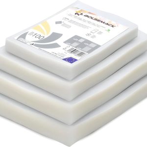 Home-Combo Embossed Vacuum Bags 4 sizes: 150x200mm – 170x250mm – 200x200mm – 200x300mm (25 pcs. each size) | Vacuum bags for food | For all types of packaging machine Vacuum | BPA Free