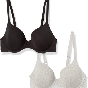 Amazon Essentials Comfortable Underwire T-Shirt Bra for Women, Pack of 2