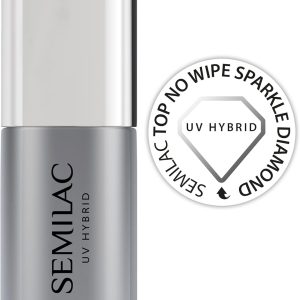 Semilac Parte superior híbrida UV/LED, sin limpiar, brillo de diamante, 7 ml.