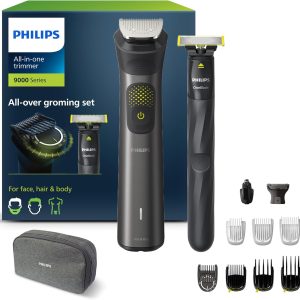 Philips Beard Trimmer Series 9000, Hair Trimmer, Men’s Hair Clipper, 13 in 1 Kit for Face, Hair, Ears, Nose and Body, 120min Use, Wet and Dry, Rechargeable, OneBlade, MG9530/15