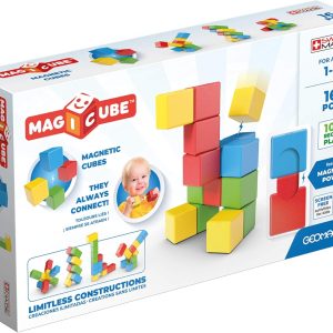 Geomag Magicube Full Color, Magnetic Building Blocks for Kids Ages 1+ – Set of 16 4 Colors Blocks Made of 100% Recycled Plastic