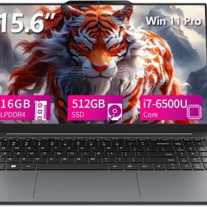 15.6″ Laptop Core i7-6500U, Win11 PC Laptop 16GB LPDDR4 RAM 512GB SSD, Gaming Laptop Backlit Keyboard, Laptop IPS Pantall 1980*1080P, Type C/RJ45/Mini-HDMI/5000mAh Battery