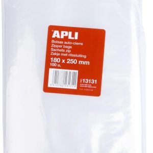APLI 13131 – Pack of 100 Self-Seal Plastic Bags, 180 x 250 mm