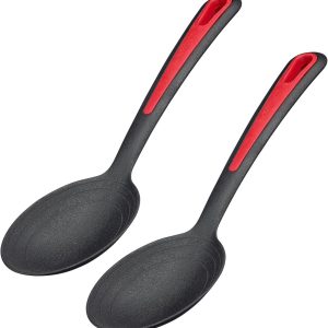 Westmark 296422E3 Salad Serving Spoons Set of 2 Large Cavity Internal Scale 20, 40 + 60 ml, Plastic, Galan, Black/Red)