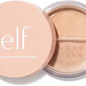 e.l.f., Halo Glow Setting Powder, Silky, Lightweight, Blend, Smooths, Minimizes Pores and Fine Lines, Creates a Smooth, Medium, Semi-Matte Finish Focusing Effect 6.8g