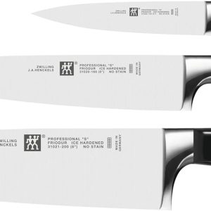 Zwilling 3-Piece Knife Set, Lard Knife, Steak Knife, Chef Knife, Special Stainless Steel/Plastic Handle, Professional S
