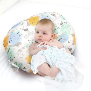 Nursing Pillow for Baby, Multifunctional Pillow with U-Shaped Pillow Cover, 100% Cotton, Washable Maternity Pillow for Baby Bottle, Infant Support (Graffiti Animals)