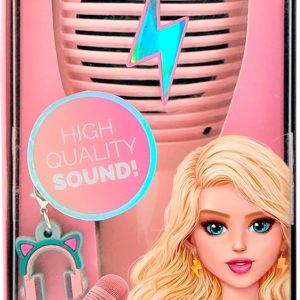 WOW GENERATION – Pink Karaoke Microphone for Girls, Built-in Speaker, Voice Distortion, Customizable with Charms, Long Battery Life