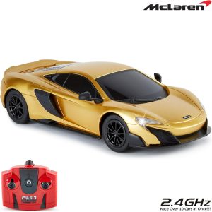 CMJ RC Cars ™ McLaren 675LT Officially Licensed Remote Control Car Work Lights 1:24 Scale 2.4Ghz Gold