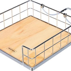 NERTHUS Stainless Steel Napkin Holder and Wood Base, Stainless Steel