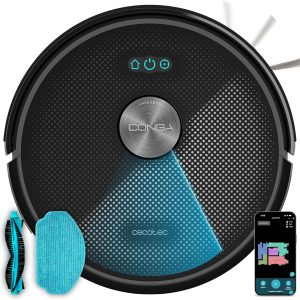 Cecotec Conga M50 Robot Vacuum Cleaner and Floor Scrubber, Laser Navigation, 5000Pa Suction Pressure, 3200 mAh Battery, Multifunction Brush for All Surfaces, Coverage up to 160 m²