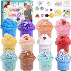 Butter Slime Kit 12 Pieces for Kids – DIY Scented Slime, Cute Sensory Toy for Girls and Boys Ages 3-12 – Gifts Birthday, Party and Stocking Stuffers