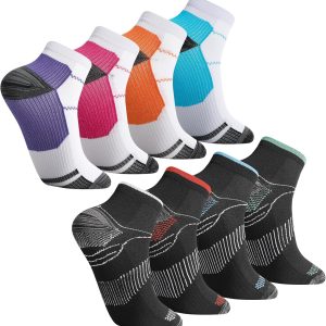 8 Pairs Compression Socks for Men and Women, Low Cut Sports Socks for Plantar Fasciitis, Sports Socks for Heel Pain Relief, Spur, Athletic,, multicoloured, One size