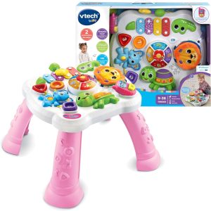 VTech -Baby Children’s Table Sensory Activities pink, Development table for babies, Multiple games, Removable interactive panel, Musical and evolutionary activity, Gift babies +9 months, ESP version