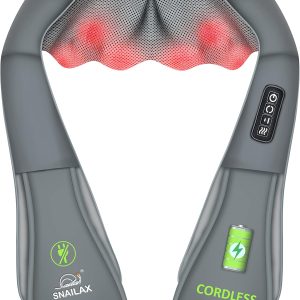 Snailax Cordless Shiatsu Neck Back Massager with Heat, Shoulder Massager, Rechargeable Portable Massagers for Neck and Back Pain Relief, Massage Pillow