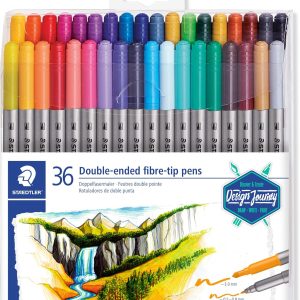 STAEDTLER Design Journey 3200 TB36 Dual Tip Lettering Markers, Box of 36 Assorted Colors