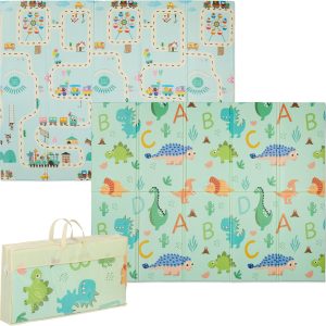 Relaxdays Folding Baby Mat, Play and Crawler Mat, Toxic-Free, 200 x 150 cm, XPE Rubber Floor, Multicoloured, Foam