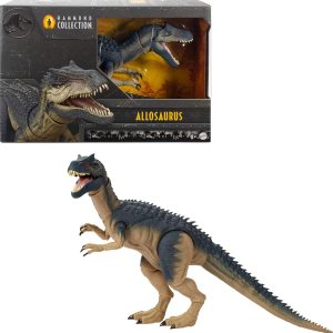 Mattel Jurassic World Hammond Alosaurus Collection Dinosaur Action Figure, Premium Movie Design with Crystal Eyes and Wired Tail, 19 Points of Articulation, JCG13