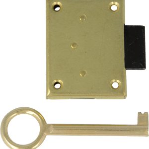 Amig – Mortise Lock for Furniture – 25mm Entry – Includes Cap Key – Locking System for Tables, Cabinets and Small Furniture – Matte Gold Brass