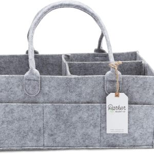 Parker Baby Diaper Caddy – Nursing & Car Storage Organizer for Diapers and Baby Wipes, Large