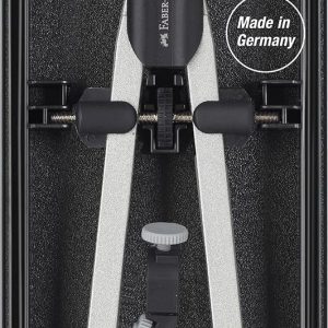 FABER-CASTELL 174035 Quick Adjust Compass with Joint, Black/Silver, incl. Refills and Compass Leads, Compass with Pen Holder