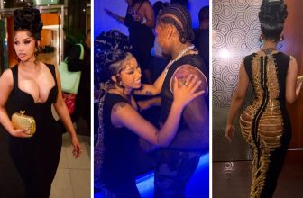 You ask, we answer! Cardi B wore a Custom Candice Cuoco Dress with Rene Caovilla Sandals for Stefon Diggs Birthday