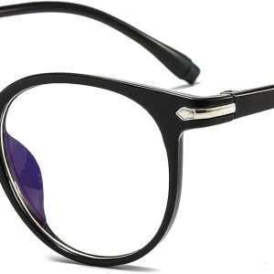 Suertree Distance Glasses, Round, Blue Light Filtering Glasses, Short-sighted Eyeglasses for Men and Women, Black