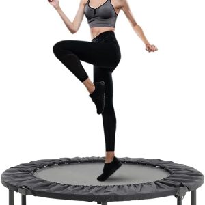 The Fellie Foldable Fitness Trampoline Mini Rebound Trampoline with Adjustable Handle, Exercise Trampoline for Adults and Kids, Indoor Jumping Training (No Handle, 38 Inch)