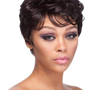 Wigs Women Women Curly Cool Natural Short Style Synthetic Wig Black Hair (Black, One Size)