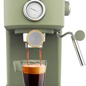 Cecotec Compact Espresso Coffee Maker Power Espresso 20 Retro Green. 1100 W, 20 Bars, Thermoblock System, Steamer Steamer, Portafilter Arm with Double Output and 2 Filters, 1.25 Litres